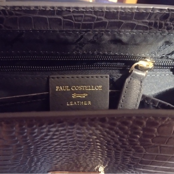 Paul Costelloe Navy Croc-Embossed Crossbody Bag - Picture 2 of 3